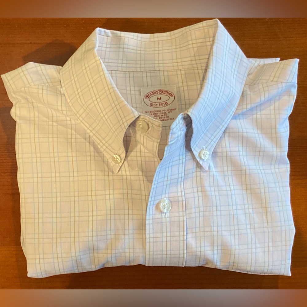 Brooks Brothers Mens Long Sleeve Button Up Shirt Size M Pink Check Preppy